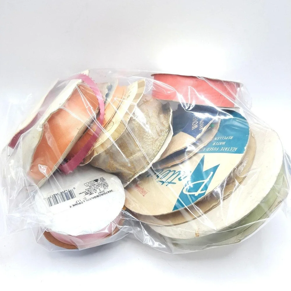 Vintage Ribbon Lot 10 Rolls 1lb 12oz Satin Grosgrain Lace Craft Supply Destash